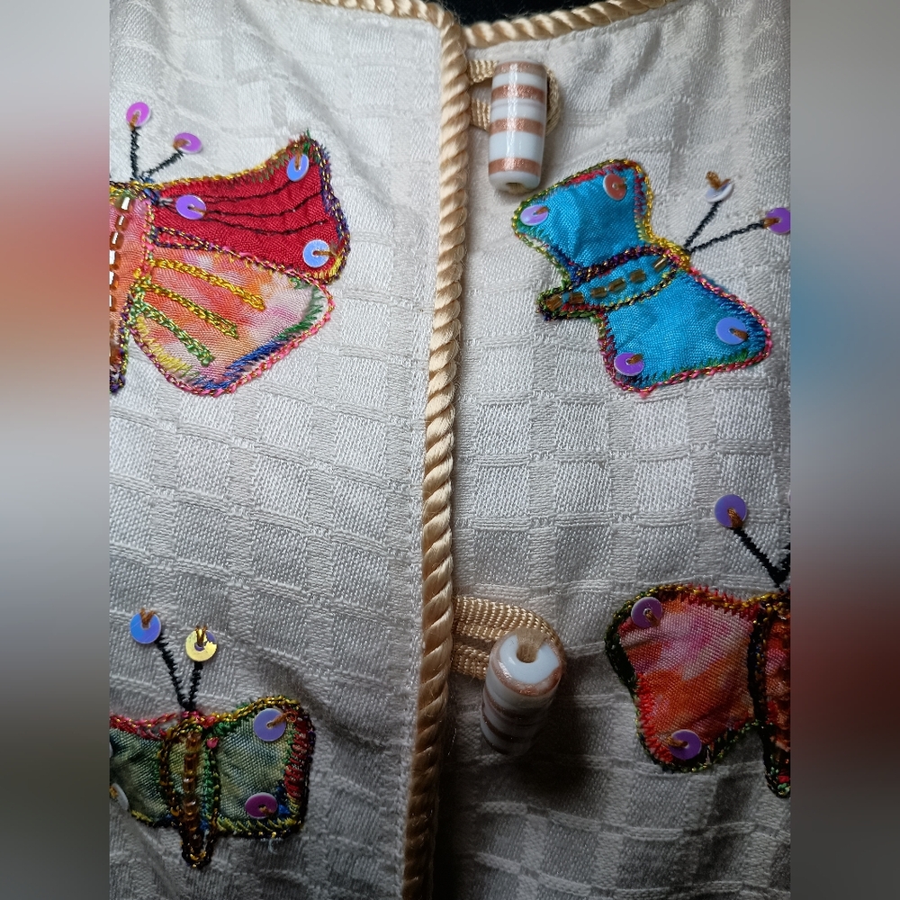 Indigo Moon Sequin Butterfly Art Jacket – 1X - Picture 10 of 12